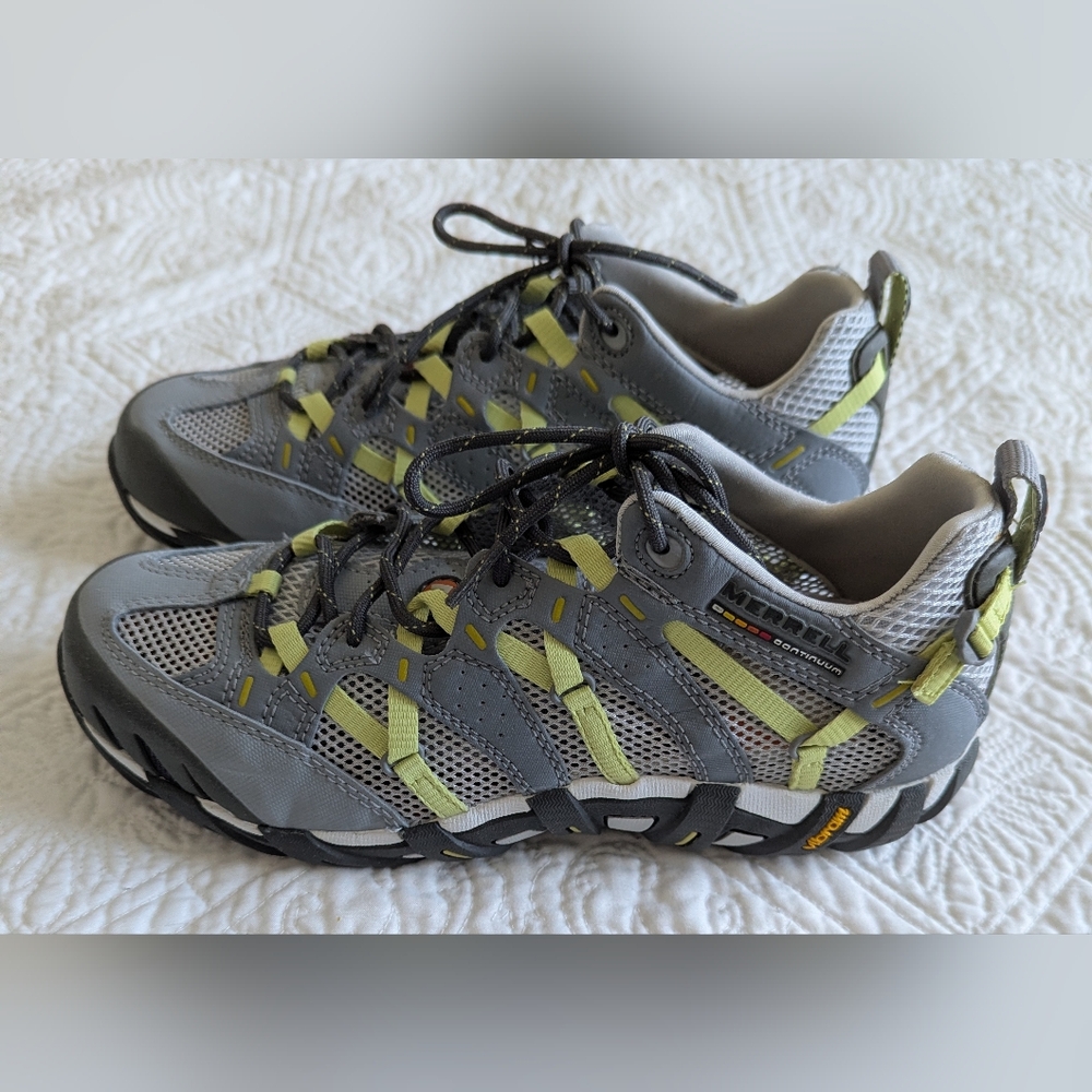 Merrell Continuum Aqua Sport Women's Gray and Yellow Athletic Shoes, Size 8.5